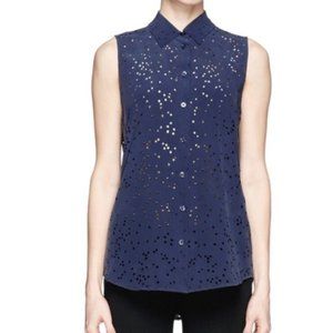 Equipment Femme Silk Star Laser Cut Out Blouse